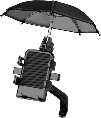 Support Téléphone Moto Avec Parapluie Intégré Protection Pluie et Soleil - حامل ومثبت الهاتف الذكي للدراجات النارية مع مظلة واقية من المطر والشمس