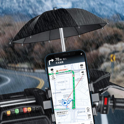 Support Téléphone Moto Avec Parapluie Intégré Protection Pluie et Soleil - حامل ومثبت الهاتف الذكي للدراجات النارية مع مظلة واقية من المطر والشمس