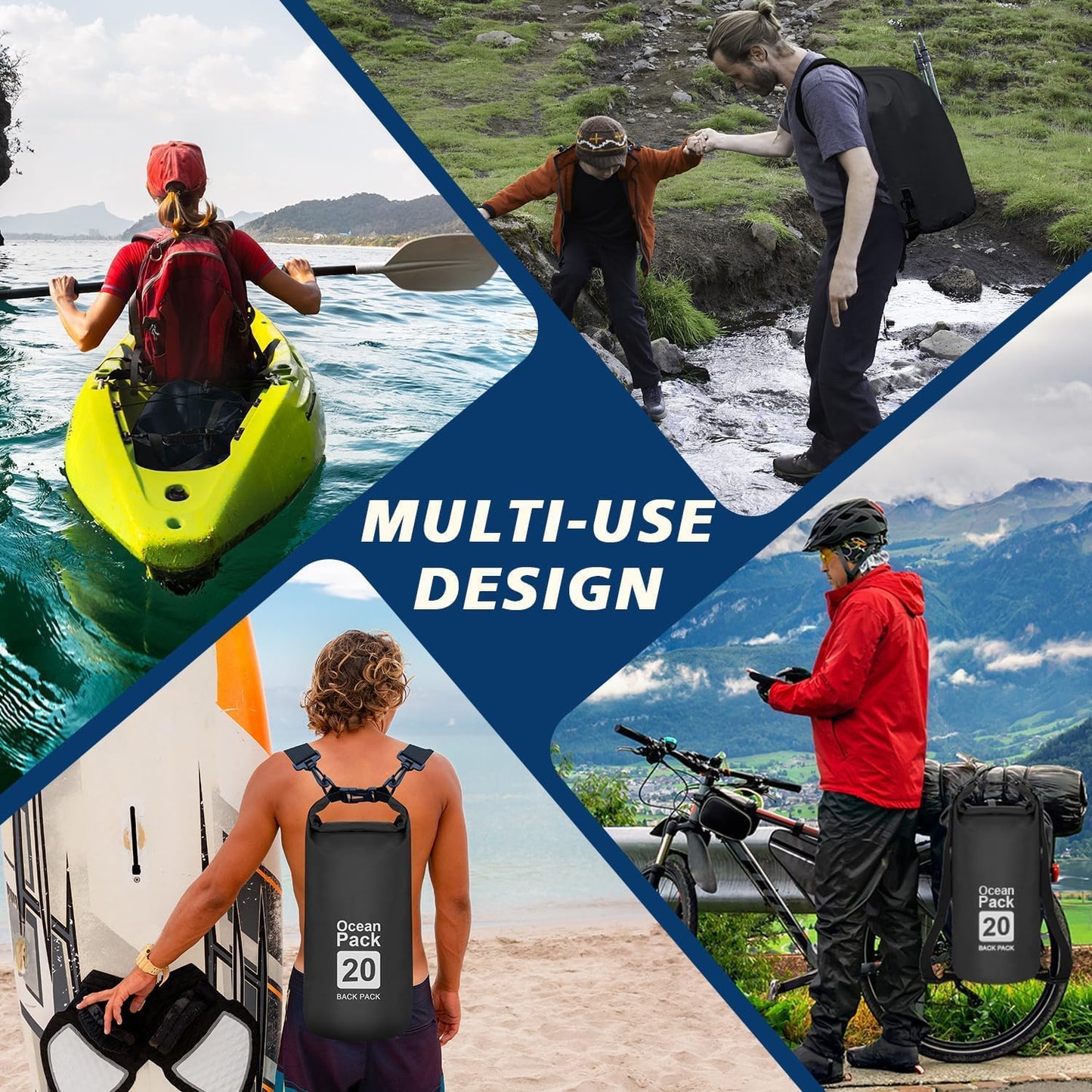 Sac Étanche Ocean Pack 20L Protection Waterproof Totale pour Kayak et Plage - حقيبة الظهر المائية المضادة للماء والتمزق أوشن باك (20 لتر)