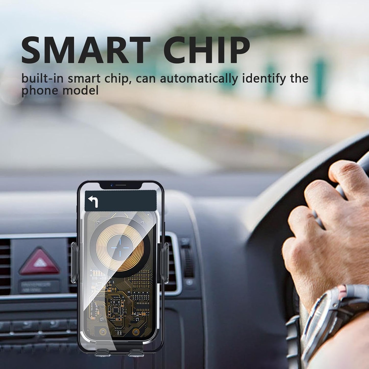 Support Auto Chargeur Sans Fil Qi 15W avec Capteur Intelligent - شاحن وحامل الهاتف اللاسلكي الذكي للسيارات