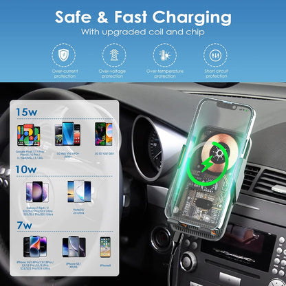 Support Auto Chargeur Sans Fil Qi 15W avec Capteur Intelligent - شاحن وحامل الهاتف اللاسلكي الذكي للسيارات
