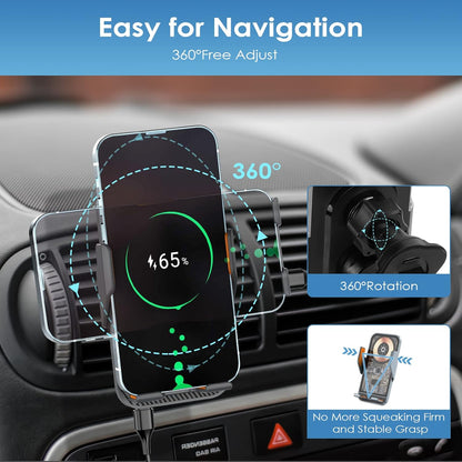 Support Auto Chargeur Sans Fil Qi 15W avec Capteur Intelligent - شاحن وحامل الهاتف اللاسلكي الذكي للسيارات