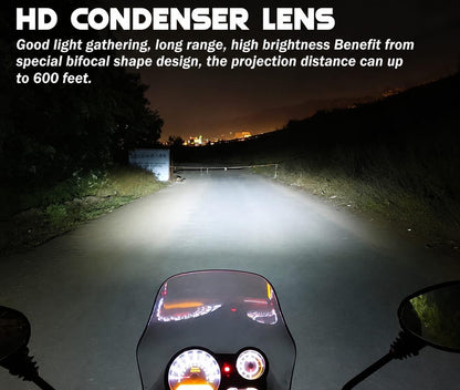 Ampoule LED H4 Moto Avec Mini Lentille Projecteur - Double Faisceau Ultra-Puissant 42W - مصباح للدراجات النارية مع عدسة قوة 42 واط