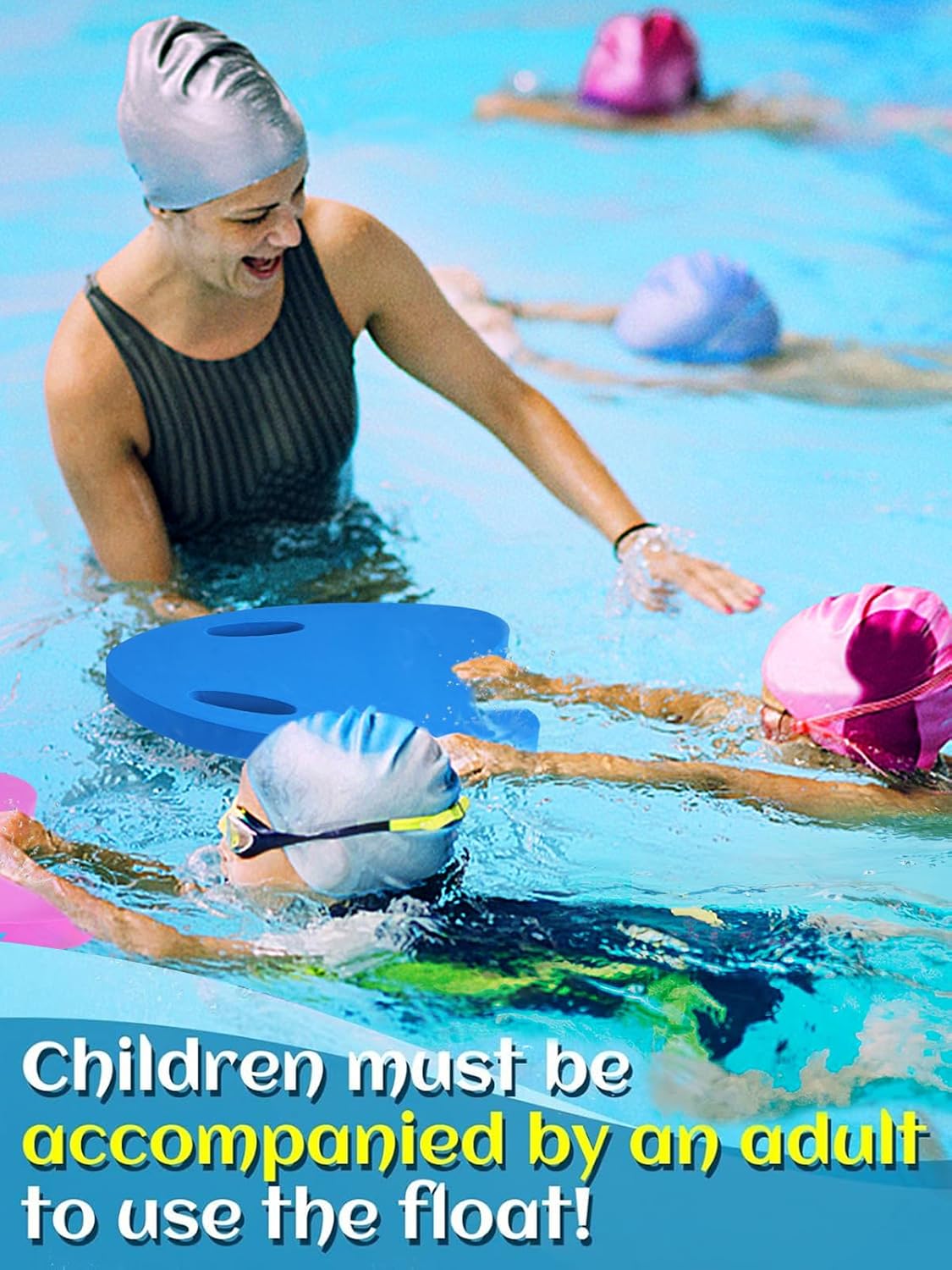 Planche de Natation Kickboard pour Enfants avec Trous de Poignée Ergonomiques - لوح السباحة الإسفنجي للأطفال بمقابض مطورة