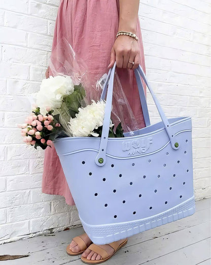 Sac de Plage Eva et Silicone Garni de Trous Grand Cabas Imperméable Tendance pour Été - حقيبة الشاطئ السيليكونية العصرية المقاومة للماء