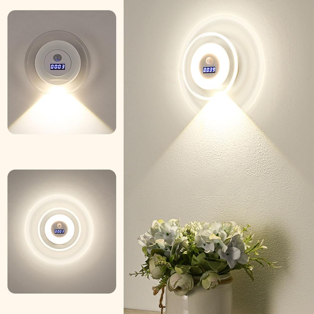Applique Murale LED Intelligente Avec Capteur de Mouvement Écran Horloge Numérique - مصباح الحائط الذكي بمستشعر حركة وشاشة رقمية لعرض الوقت