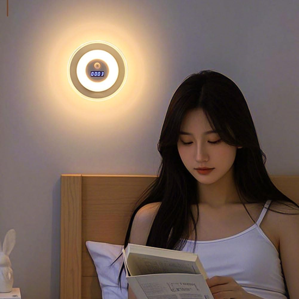 Applique Murale LED Intelligente Avec Capteur de Mouvement Écran Horloge Numérique - مصباح الحائط الذكي بمستشعر حركة وشاشة رقمية لعرض الوقت