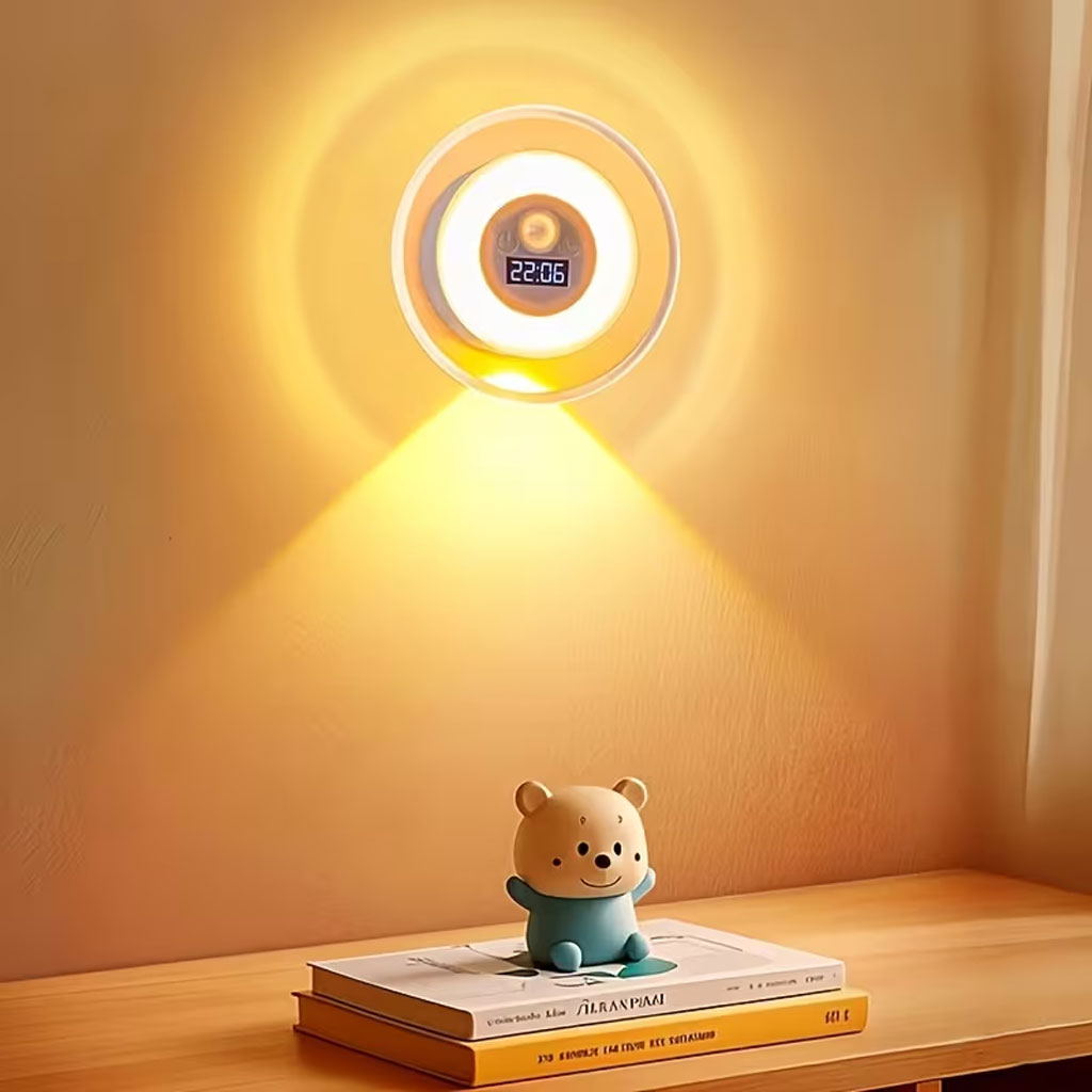 Applique Murale LED Intelligente Avec Capteur de Mouvement Écran Horloge Numérique - مصباح الحائط الذكي بمستشعر حركة وشاشة رقمية لعرض الوقت