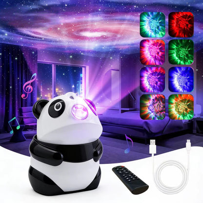 Projecteur de Galaxie et Veilleuse Panda Intelligente Bluetooth avec 15 Effets Lumineux - جهاز بروجكتر المجرات بشكل باندا مع مكبر صوت