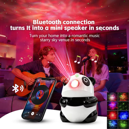 Projecteur de Galaxie et Veilleuse Panda Intelligente Bluetooth avec 15 Effets Lumineux - جهاز بروجكتر المجرات بشكل باندا مع مكبر صوت