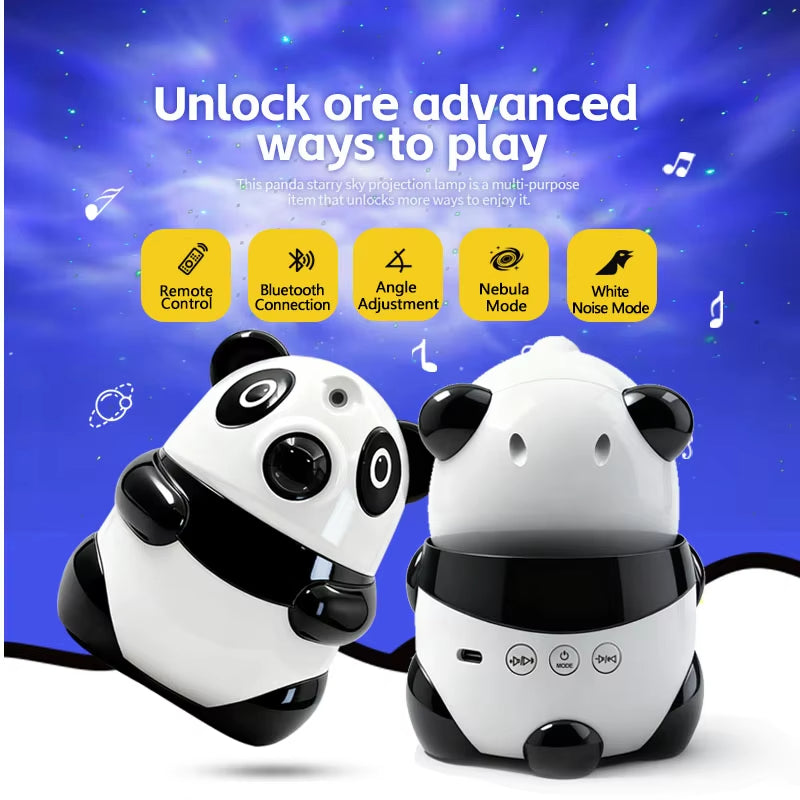 Projecteur de Galaxie et Veilleuse Panda Intelligente Bluetooth avec 15 Effets Lumineux - جهاز بروجكتر المجرات بشكل باندا مع مكبر صوت
