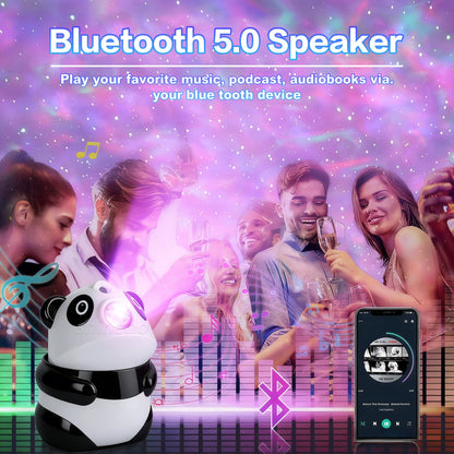 Projecteur de Galaxie et Veilleuse Panda Intelligente Bluetooth avec 15 Effets Lumineux - جهاز بروجكتر المجرات بشكل باندا مع مكبر صوت