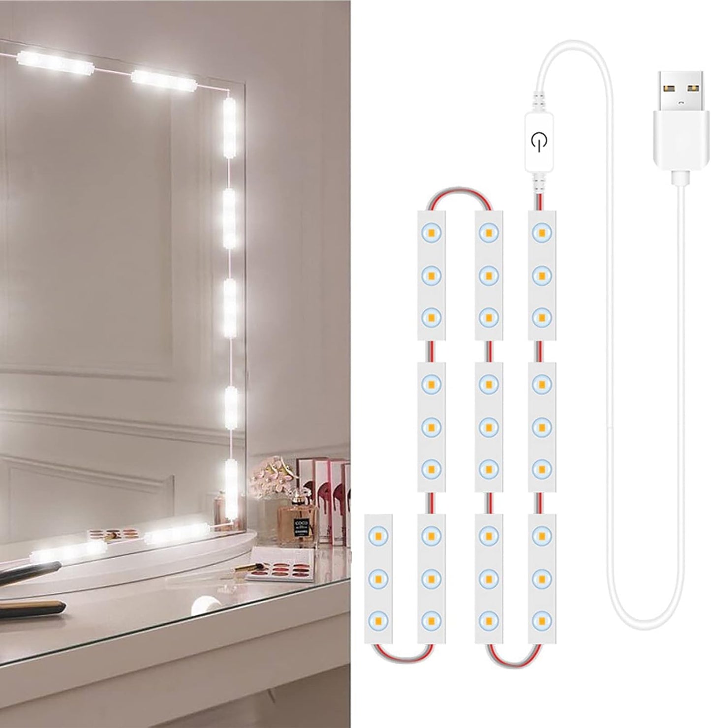 Kit d'Éclairage 10 LED pour Miroir de Maquillage Contrôle Tactile - أشرطة إضاءة مرآة الماكياج