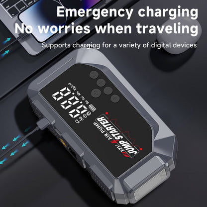 Booster Batterie et Compresseur d'Air Intelligent 12V avec Écran LCD CTC-936T - مقلع بطارية السيارة وجهاز الطوارئ المتكامل 2 في 1 مع مضخة هواء ذكية وشاشة رقمية