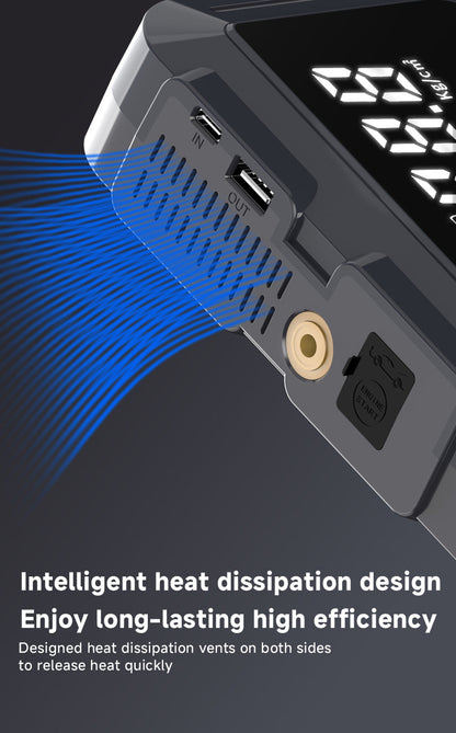 Booster Batterie et Compresseur d'Air Intelligent 12V avec Écran LCD CTC-936T - مقلع بطارية السيارة وجهاز الطوارئ المتكامل 2 في 1 مع مضخة هواء ذكية وشاشة رقمية
