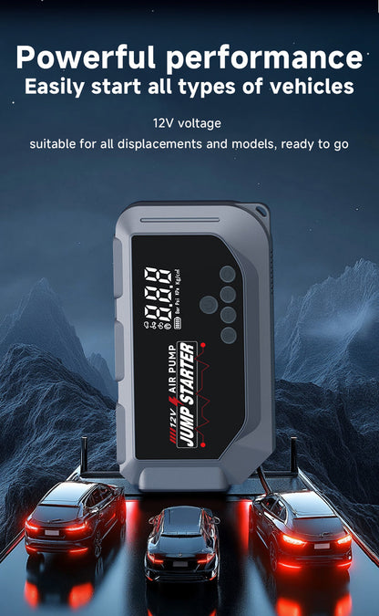 Booster Batterie et Compresseur d'Air Intelligent 12V avec Écran LCD CTC-936T - مقلع بطارية السيارة وجهاز الطوارئ المتكامل 2 في 1 مع مضخة هواء ذكية وشاشة رقمية