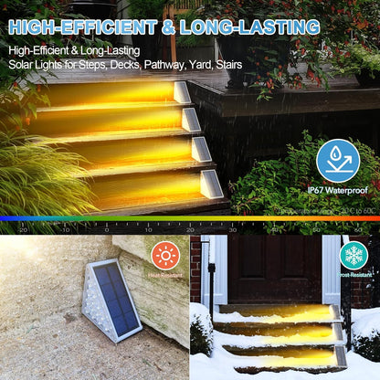 Éclairage Solaire pour Escaliers et Marches Extérieures Étanche IP67 - مصابيح السلالم والأدراج الشمسية الذكية المقاومة للماء