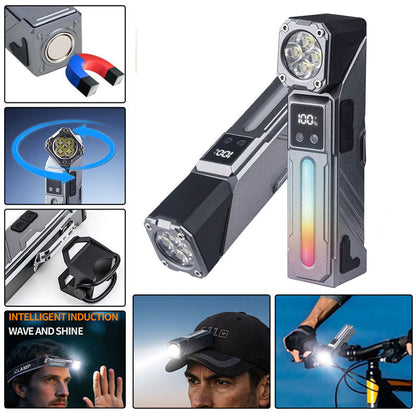 Lampe de Travail LED Multifonction T130 Éclairage Latéral RGB et Écran LCD - مصباح العمل الذكي متعدد الوظائف بمغناطيس