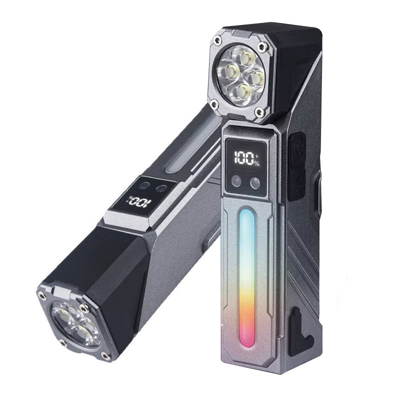 Lampe de Travail LED Multifonction T130 Éclairage Latéral RGB et Écran LCD - مصباح العمل الذكي متعدد الوظائف بمغناطيس
