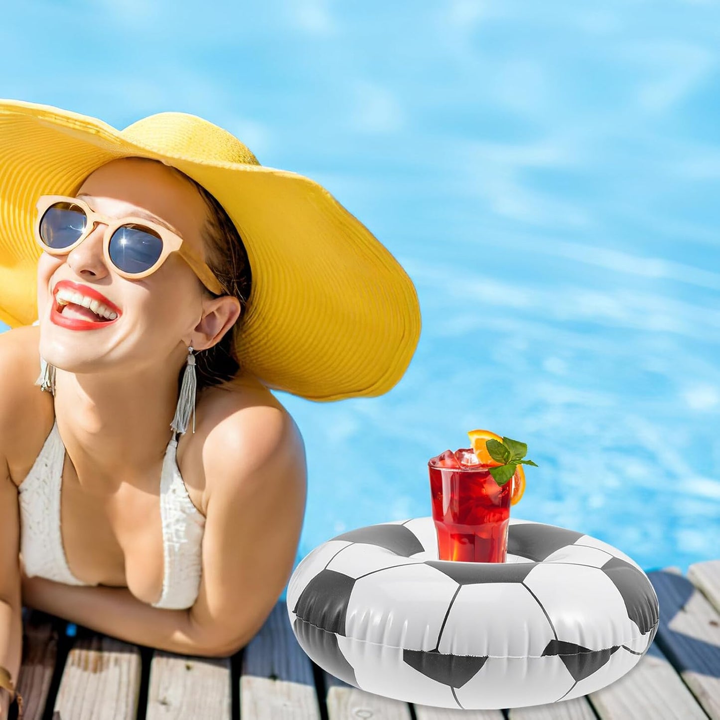 Porte-Gobelets Flottants Gonflables pour Piscine Design Amusant Matériau PVC - حامل أكواب مائي منفوخ للمسبح بتصاميم الفواكه