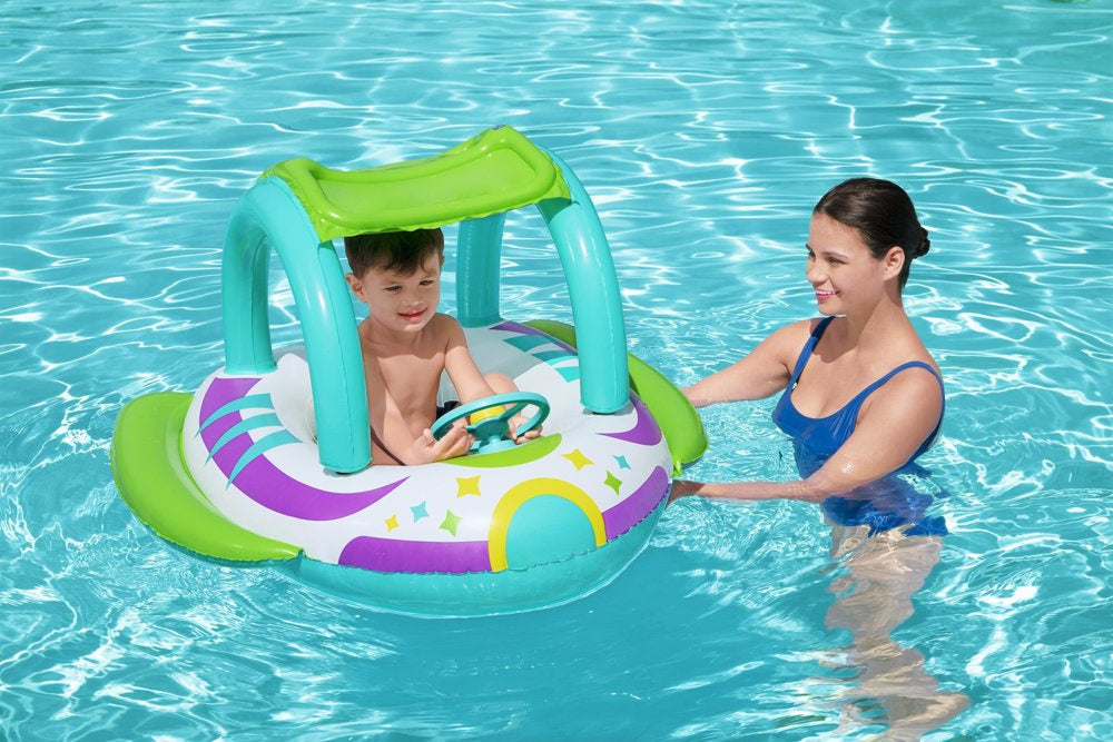 Bateau Gonflable pour Enfants Bestway Space Splash avec Pare-Soleil UV Amovible - قارب أطفال منفوخ بتصميم مركبة فضائية ومقود تفاعلي