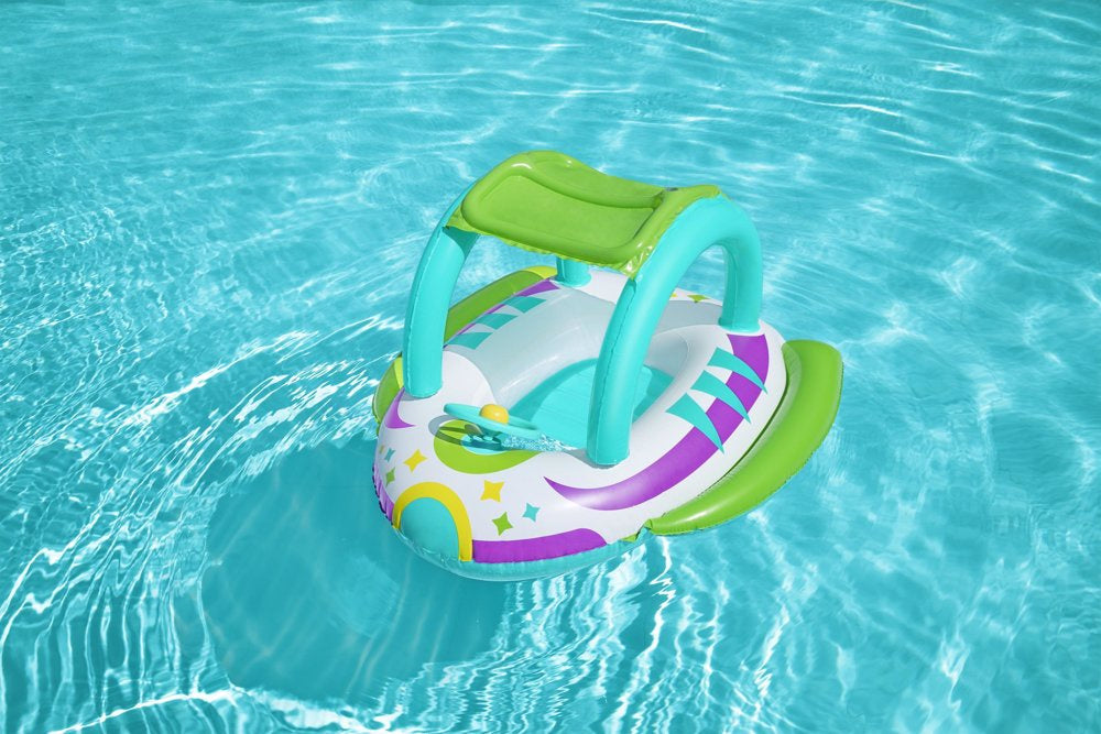 Bateau Gonflable pour Enfants Bestway Space Splash avec Pare-Soleil UV Amovible - قارب أطفال منفوخ بتصميم مركبة فضائية ومقود تفاعلي