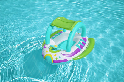 Bateau Gonflable pour Enfants Bestway Space Splash avec Pare-Soleil UV Amovible - قارب أطفال منفوخ بتصميم مركبة فضائية ومقود تفاعلي