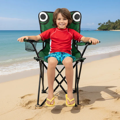 chaise Pliable de Camping pour Enfants Structure En Acier avec Porte-Gobelet et Sac de Transport - كرسي تخييم قابل للطي للأطفال