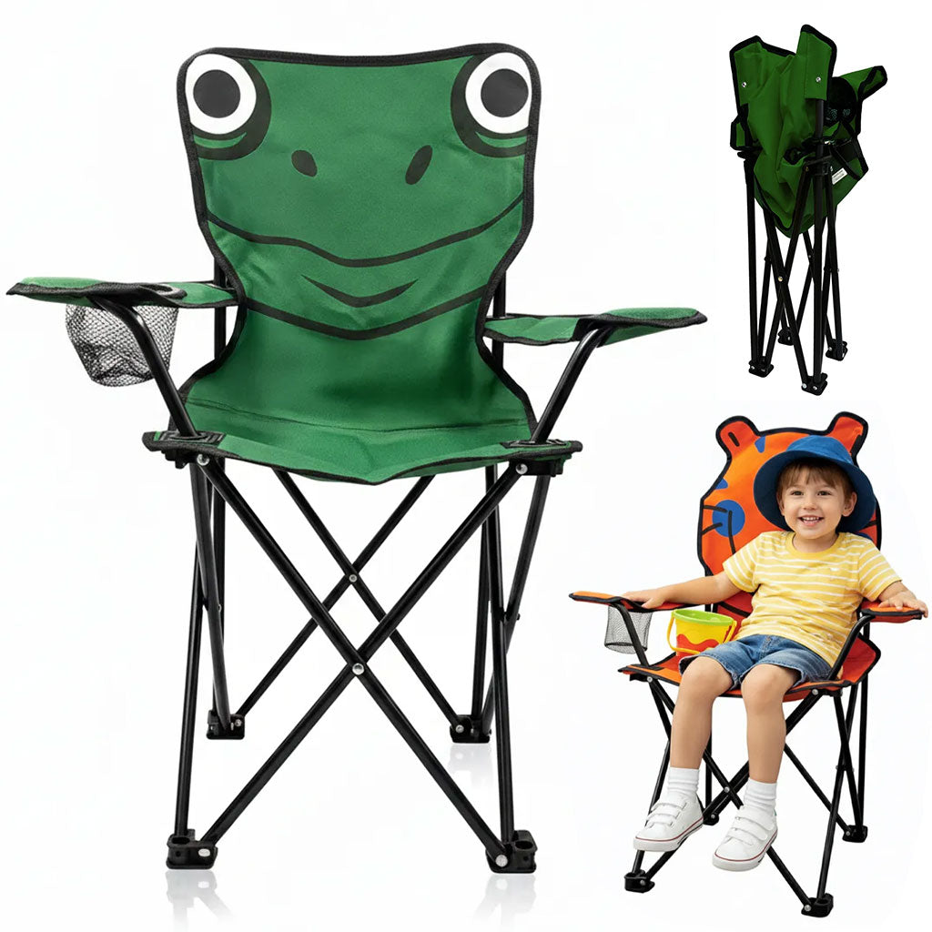 chaise Pliable de Camping pour Enfants Structure En Acier avec Porte-Gobelet et Sac de Transport - كرسي تخييم قابل للطي للأطفال