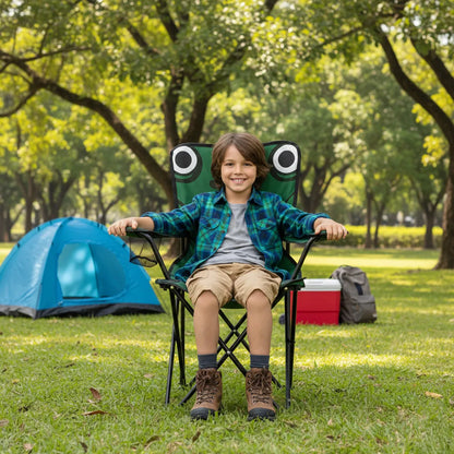 chaise Pliable de Camping pour Enfants Structure En Acier avec Porte-Gobelet et Sac de Transport - كرسي تخييم قابل للطي للأطفال