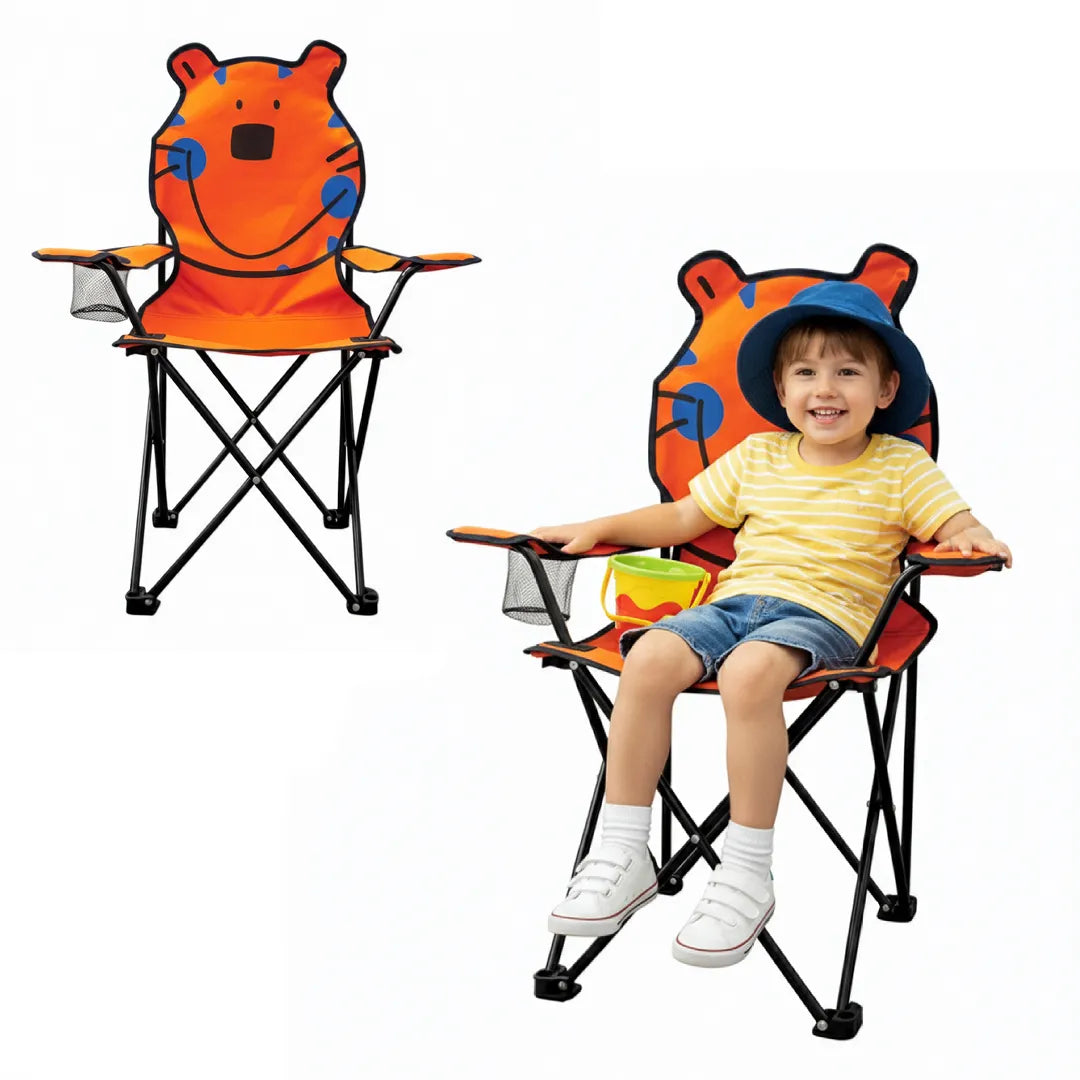 chaise Pliable de Camping pour Enfants Structure En Acier avec Porte-Gobelet et Sac de Transport - كرسي تخييم قابل للطي للأطفال