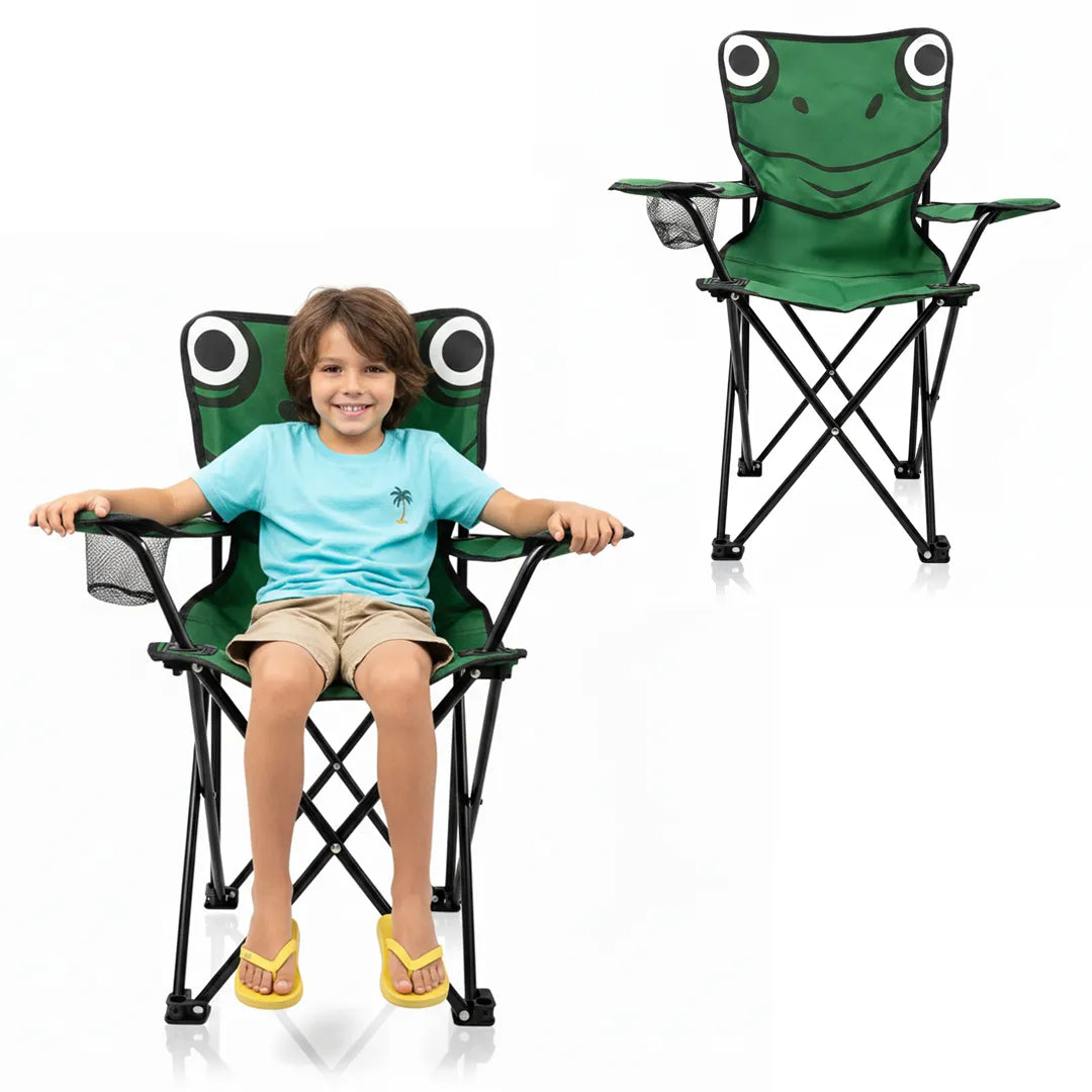 chaise Pliable de Camping pour Enfants Structure En Acier avec Porte-Gobelet et Sac de Transport - كرسي تخييم قابل للطي للأطفال