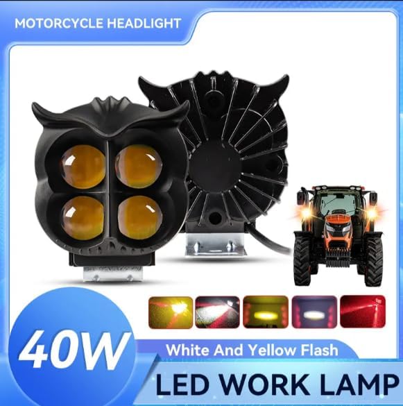Projecteur Antibrouillard LED Forme Chouette 40W - Éclairage Jaune/Blanc ET Devil Eye Rouge - مصابيح ضباب ليد بتصميم عين البومة