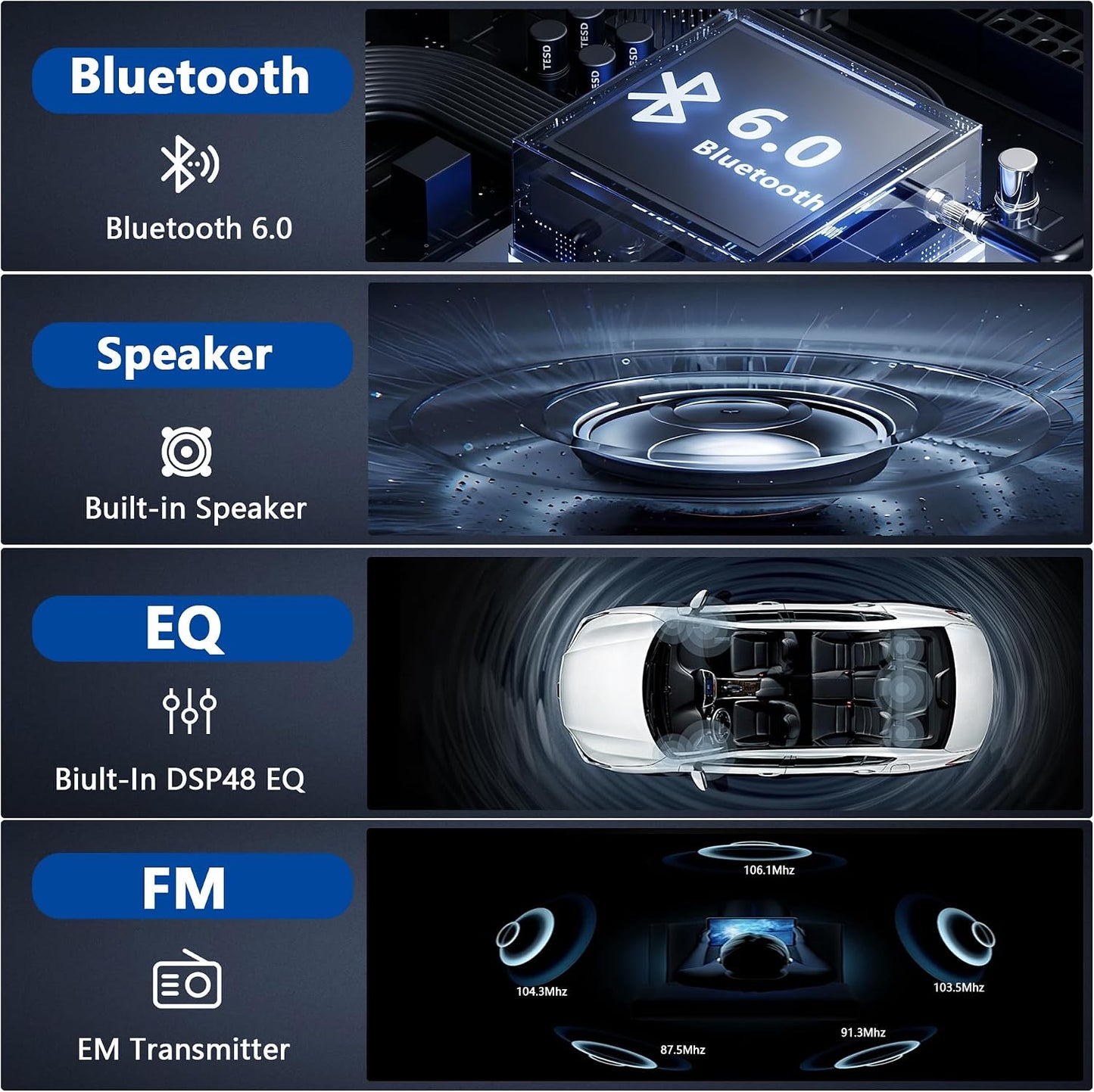 Autoradio 1Din Écran Tactile 5" IPS - Apple CarPlay et Android Auto Sans Fil Charge Rapide Type-C - راديو سيارة ذكي بشاشة لمس 5 بوصة تدعم و لاسلكيًا