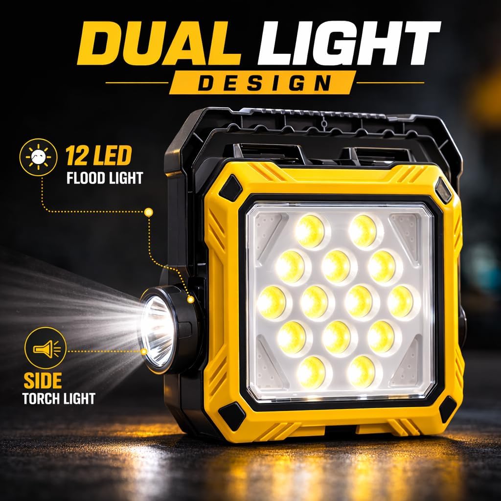 Lanterne de Camping LED Solaire et Rechargeable USB 40 LED + 2 COB - مصباح وكيشاف تخييم يدوي يعمل بالطاقة الشمسية بـ 4 وضعيات إضاءة