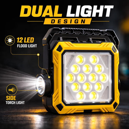 Lanterne de Camping LED Solaire et Rechargeable USB 40 LED + 2 COB - مصباح وكيشاف تخييم يدوي يعمل بالطاقة الشمسية بـ 4 وضعيات إضاءة