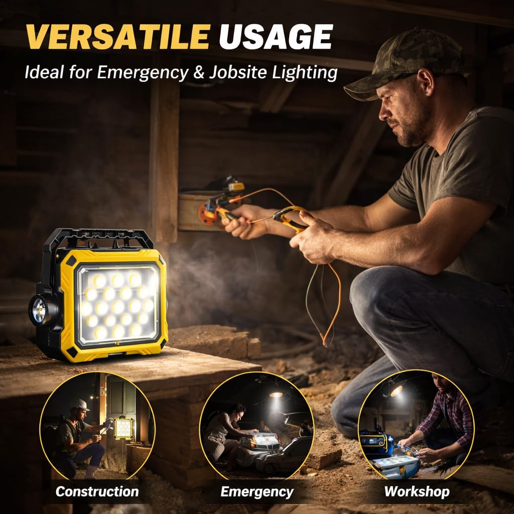 Lanterne de Camping LED Solaire et Rechargeable USB 40 LED + 2 COB - مصباح وكيشاف تخييم يدوي يعمل بالطاقة الشمسية بـ 4 وضعيات إضاءة