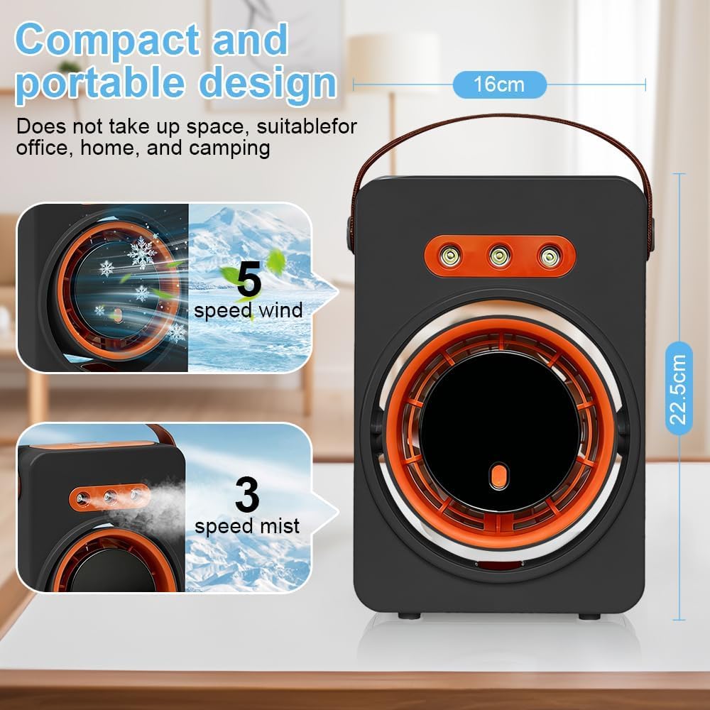 Mini Purificateur et Refroidisseur d'Air Portable 4en1 5 Vitesses - مبرد ومكيف هواء محمول 4 في 1 برذاذ الماء وبطارية قابلة للشحن