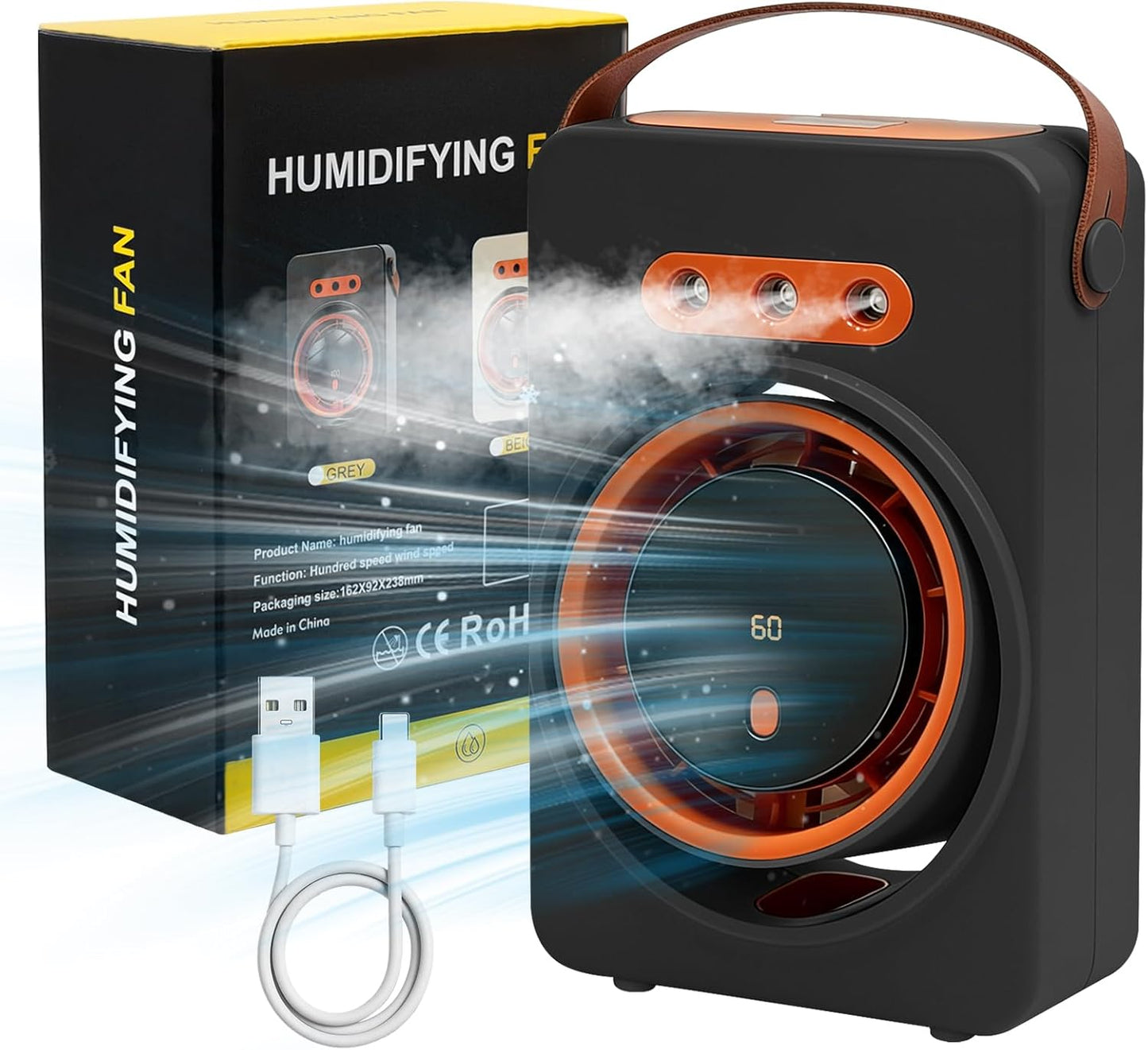 Mini Purificateur et Refroidisseur d'Air Portable 4en1 5 Vitesses - مبرد ومكيف هواء محمول 4 في 1 برذاذ الماء وبطارية قابلة للشحن