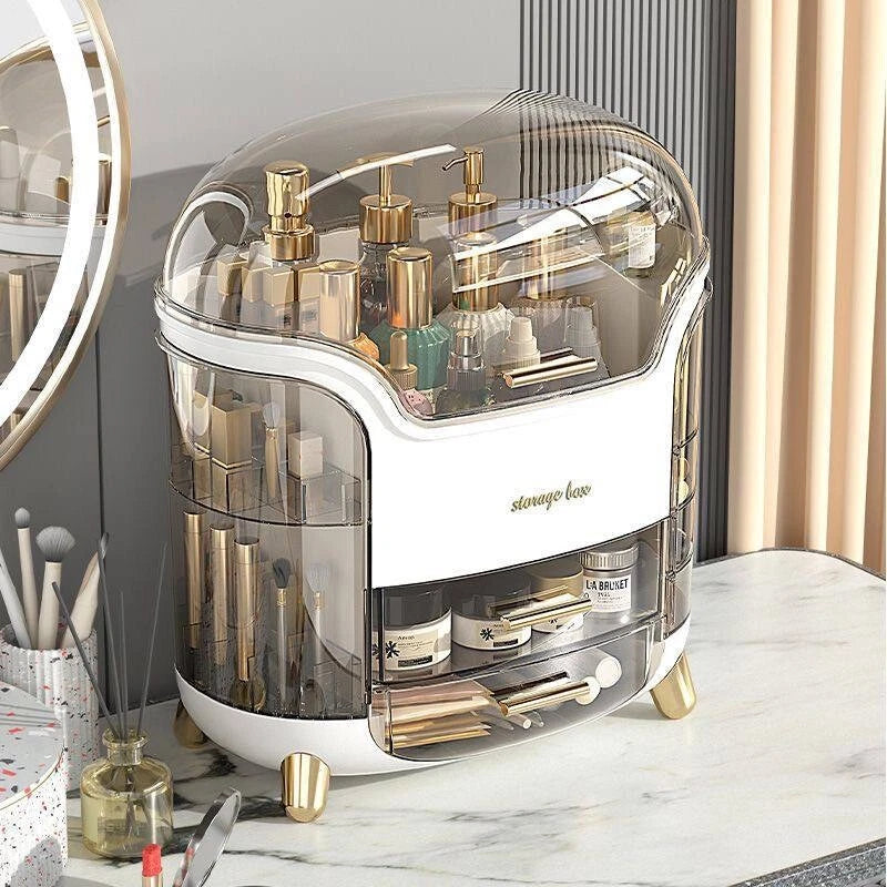 Boîte d'Organisation et Rangement de Maquillage Grande Capacité - منظم وصندوق أدراج للمكياج والمستحضرات بتصميم شفاف وعصري