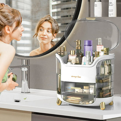 Boîte d'Organisation et Rangement de Maquillage Grande Capacité - منظم وصندوق أدراج للمكياج والمستحضرات بتصميم شفاف وعصري