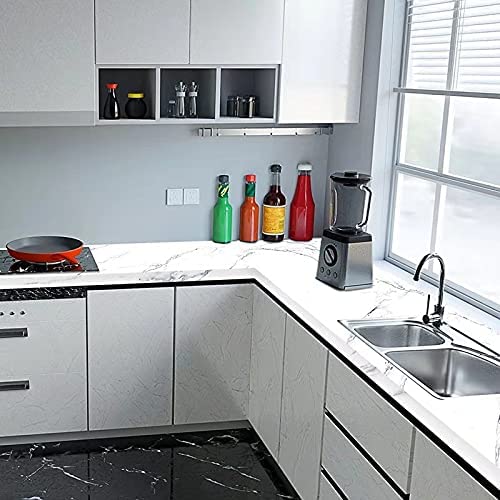 Papier Peint Adhésif en Aluminium pour Cuisine Anti-Chaleur, Anti-Huile Motif Marbré - ورق ولاصق ألومنيوم حراري مقاوم للحرارة والزيوت للمطابخ