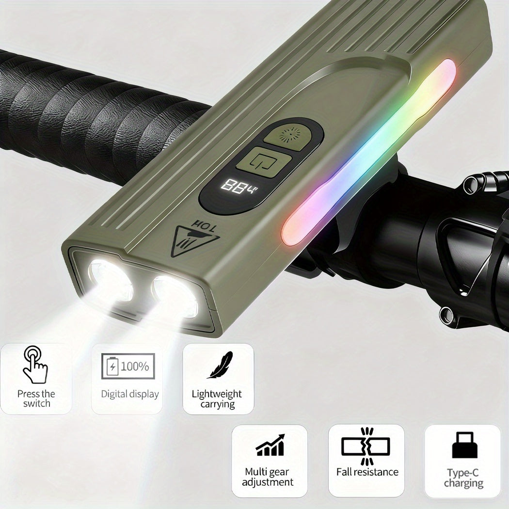 Lampe de Vélo Rechargeable Z-838 Multi-Fonction - Éclairage LED Puissant Lumière Latérale RGB - مصباح دراجة متعدد الوظائف مع إضاءة جانبية ملونة ومغناطيس قوي