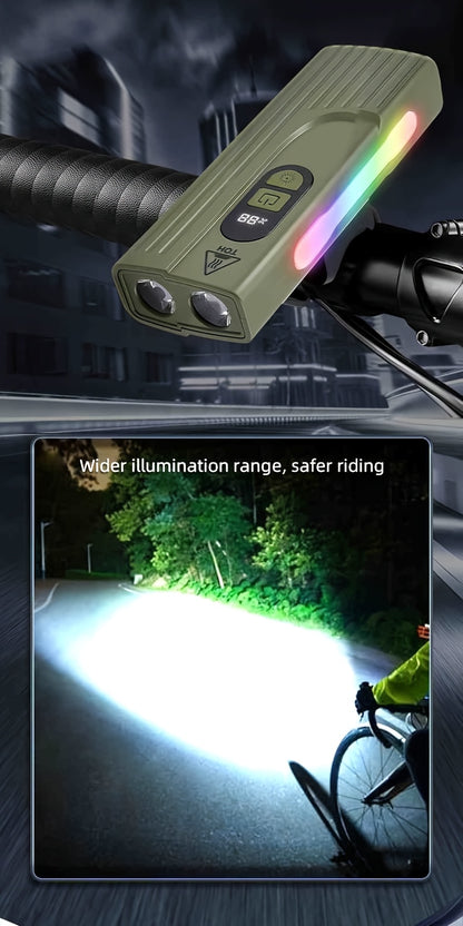 Lampe de Vélo Rechargeable Z-838 Multi-Fonction - Éclairage LED Puissant Lumière Latérale RGB - مصباح دراجة متعدد الوظائف مع إضاءة جانبية ملونة ومغناطيس قوي