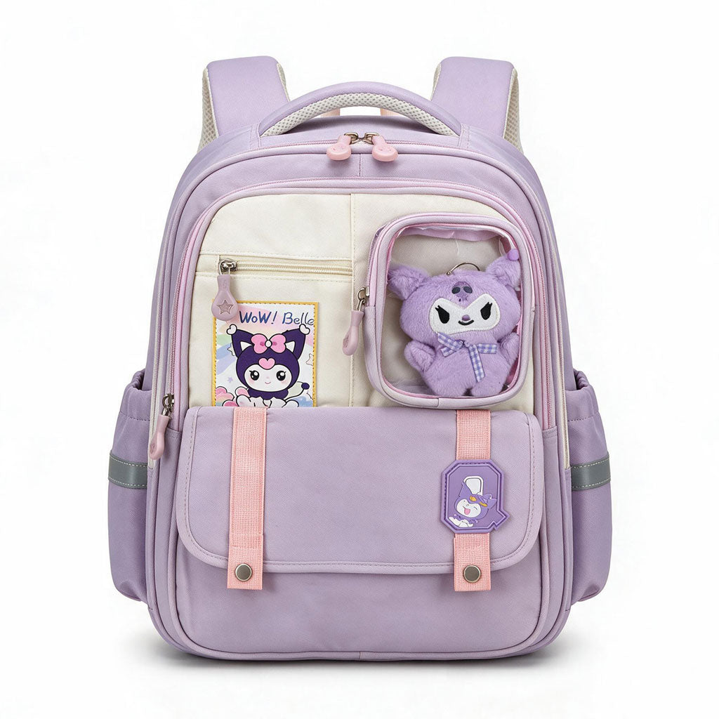 Sac à Dos Scolaire Style Kawaii Grand Volume avec Peluche Incluse Tissu Imperméable Bleu SACKDS04BLG - حقيبة مدرسية بتصميم كاوايي