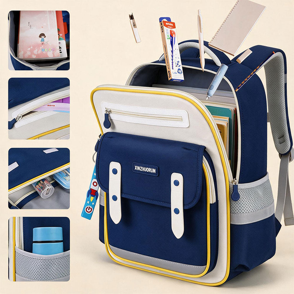 Sac à Dos Scolaire Style Kawaii Grand Volume Tissu Imperméable Bleu Nuit SACKDS01BLN - حقيبة مدرسية بتصميم كاوايي