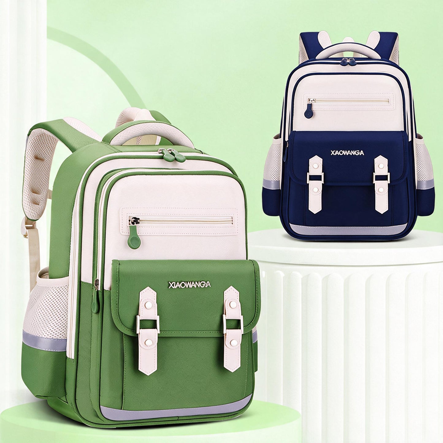Sac à Dos Scolaire Style Kawaii Grand Volume Tissu Imperméable Bleu Nuit SACKDS08BLN - حقيبة مدرسية بتصميم كاوايي