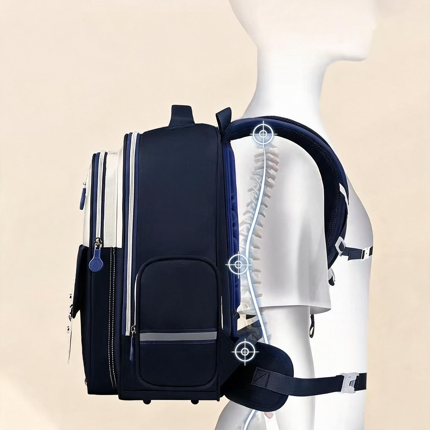 Sac à Dos Scolaire Style Kawaii Grand Volume Tissu Imperméable Bleu Nuit SACKDS08BLN - حقيبة مدرسية بتصميم كاوايي