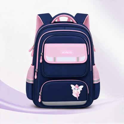 Sac à Dos Scolaire Style Kawaii Grand Volume Tissu Imperméable Rose et Bleu SACKDS07RSB - حقيبة مدرسية بتصميم كاوايي