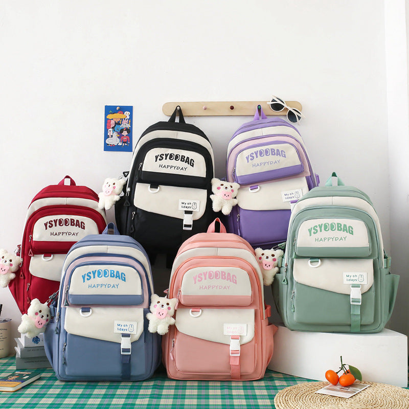 Sac à Dos Multifonctionnel Kawaii Grand Volume Imperméable et Résistant 5Pcs Rouge SACKDS10RG - حقيبة ظهر بعدة قطع بتصميم كاوايي